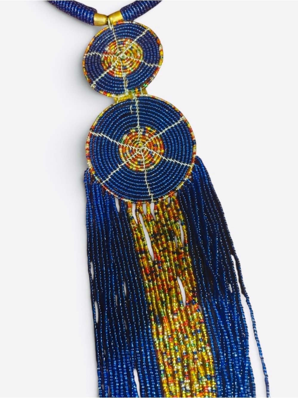 NWT Handcrafted South African Beaded Tassel Necklace / Collar. - Picture 4 of 5